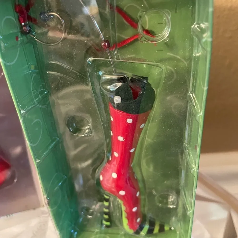 Department 56 Angel with Bells Ornament Plus Dept Glass Boot Ornament
